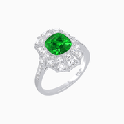 Art Deco Inspired Cushion Cut Sunburst Diamond Halo Ring - Shahin Jewelry